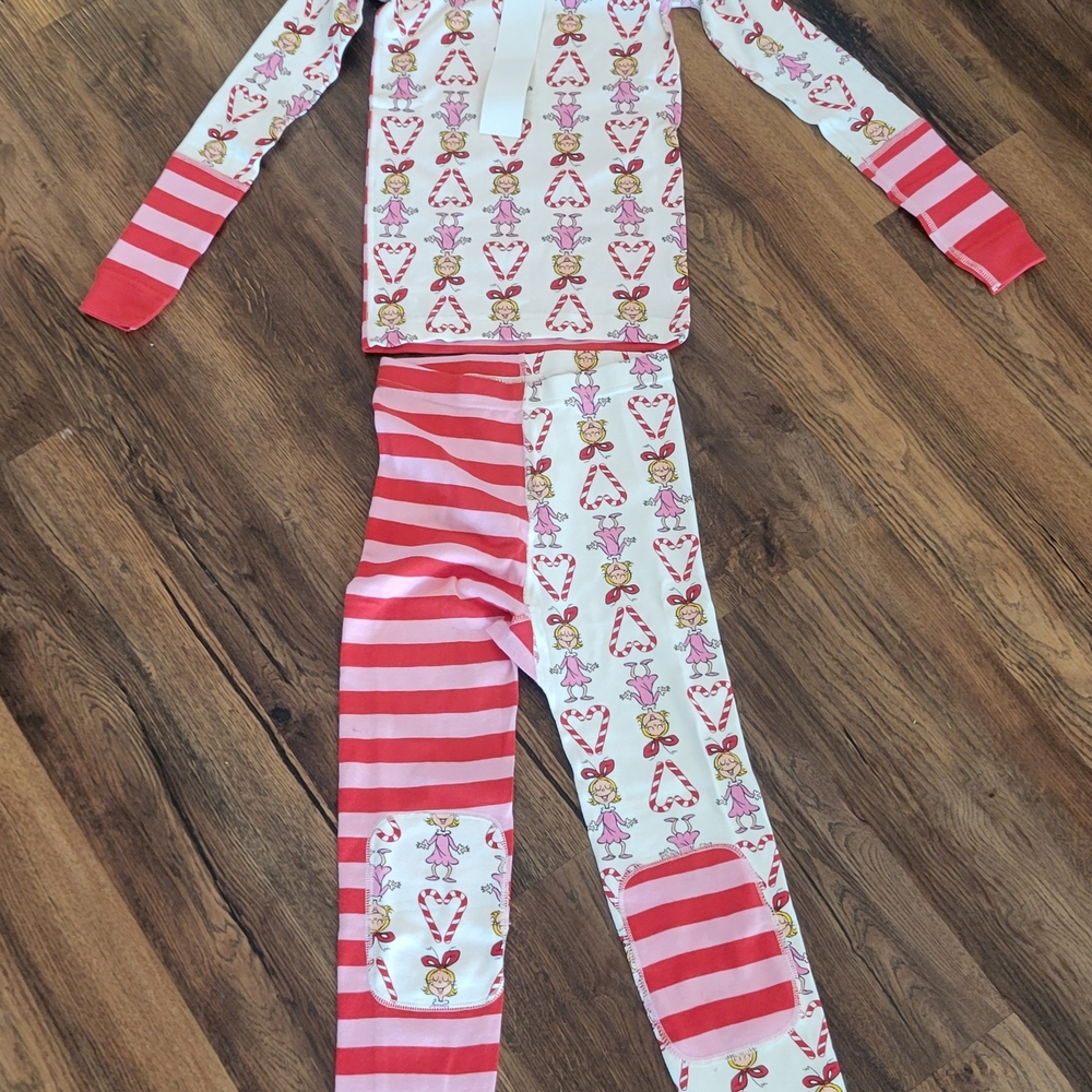 Hanna Andersson Kids Grinch/Cindy Lou Who Pajamas with Red and White Stripes